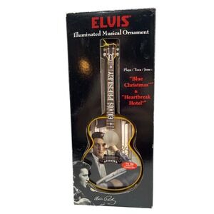 Elvis Presley Illuminated Musical Guitar Ornament Santa's Best Blue Christmas